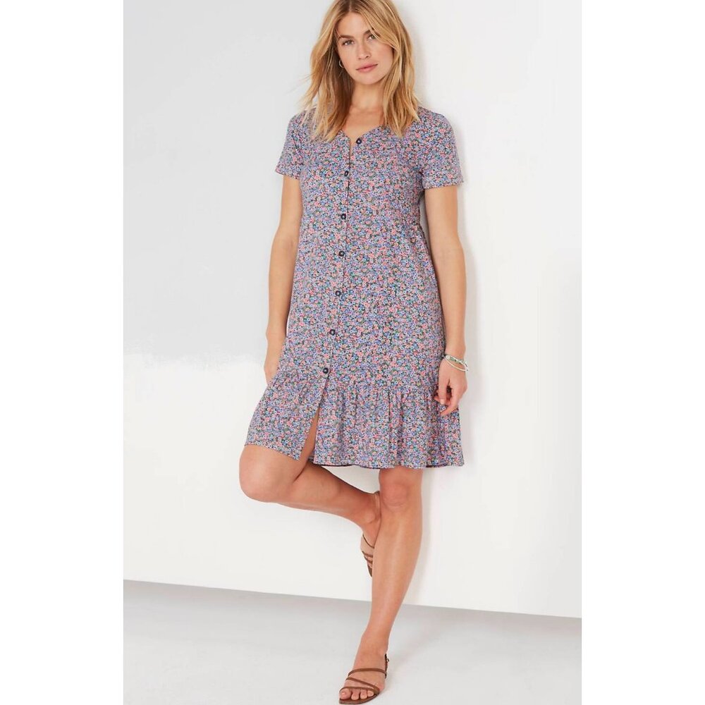NWT J. Jill Women Size Medium Micro Floral Tiered Prairie Country Knit Dress NEW